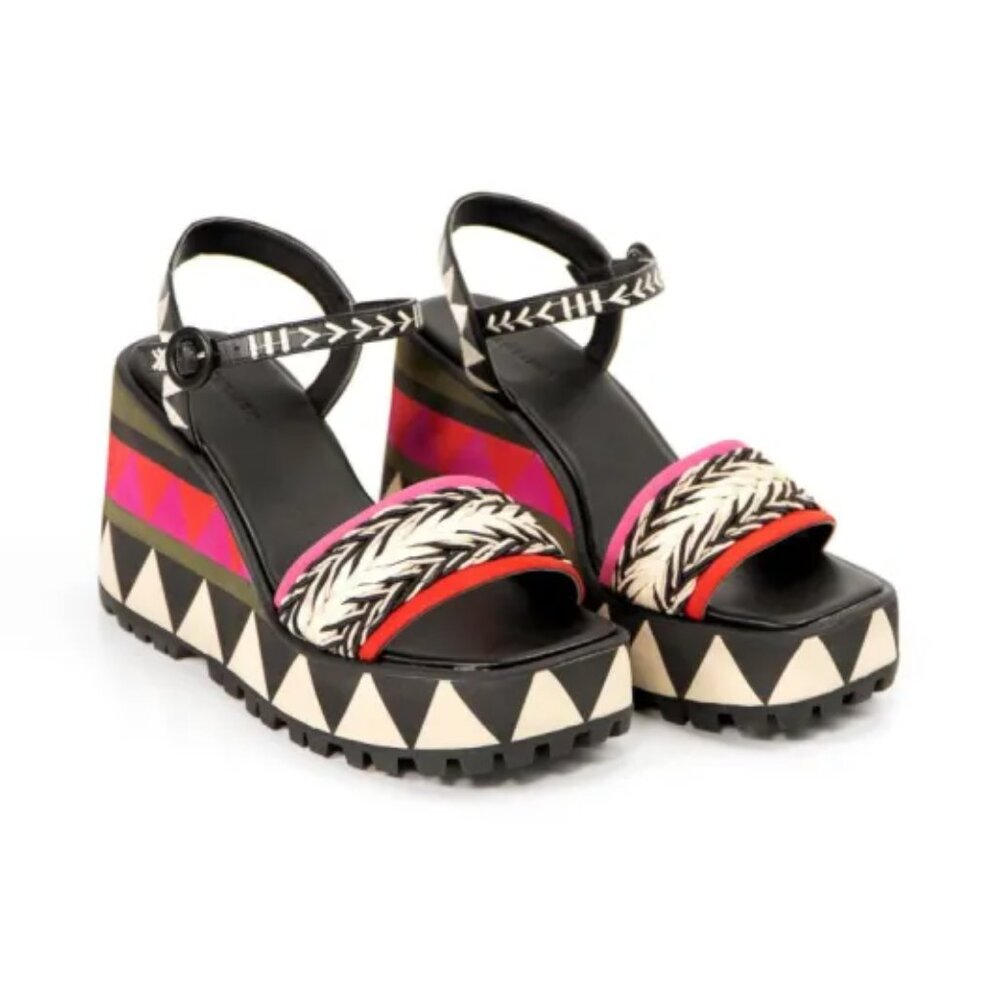 Farm Rio Colorful Graphic Platform Sandal